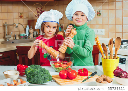 happy family funny kids are preparing the a fresh happy family funny kids are preparing the a fresh 35725811