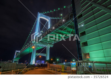 東京夜景 彩虹橋芝浦芝浦碼頭 照片素材 圖片 圖庫