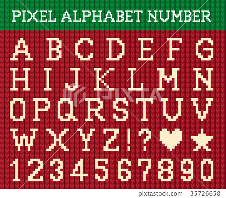 Pixel character alphabet and number set 35726658