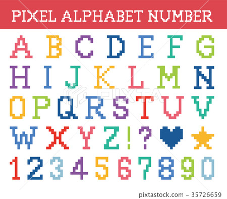 Pixel character alphabet and number set Pixel character alphabet and number set 35726659