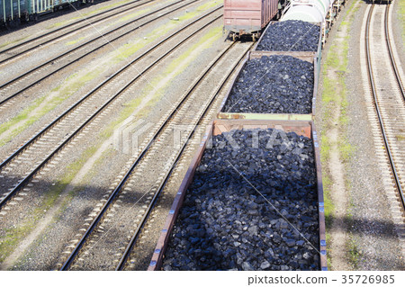 rail cars loaded with coal. 35726985