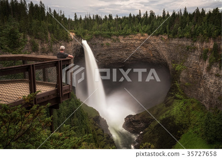 Tourist at Helmcken Falls in Wells Gray Provincial Tourist at Helmcken Falls in Wells Gray Provincial 35727658