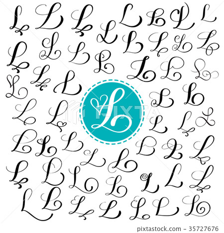 Set of Hand drawn vector calligraphy letter L 35727676