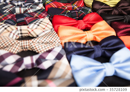 Collection elegant bow ties of various colors 35728109