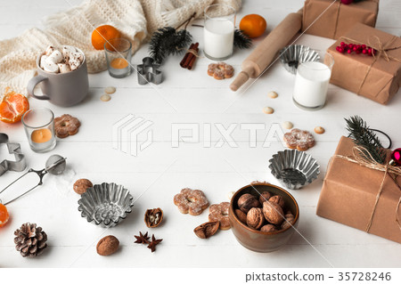 Homemade bakery making, gingerbread cookies in 35728246
