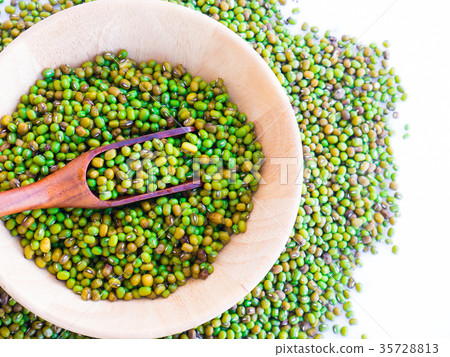 Mung beans on white background. 35728813