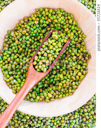 Mung beans on white background. 35728814