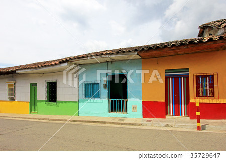 Colorful houses in colonial city Jardin, Antoquia 35729647