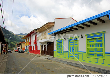 Colorful houses in colonial city Jardin, Antoquia 35729653