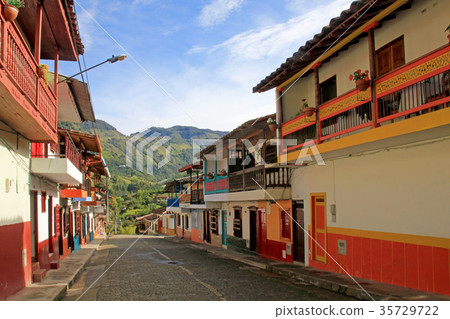 Colorful houses in colonial city Jardin, Antoquia 35729722