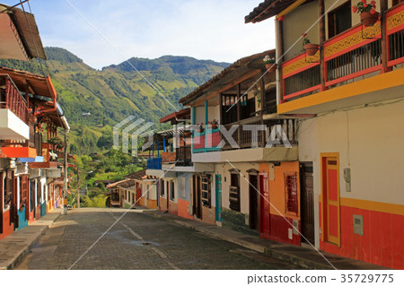 Colorful houses in colonial city Jardin, Antoquia 35729775