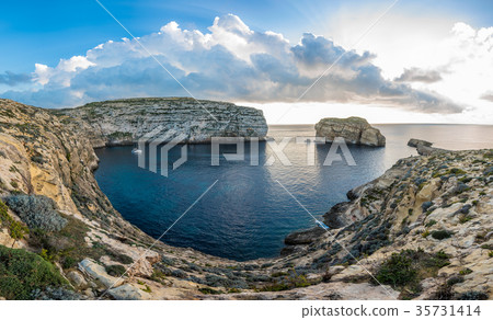 Panoramic view of Dwejra bay, Gozo, Malta 35731414