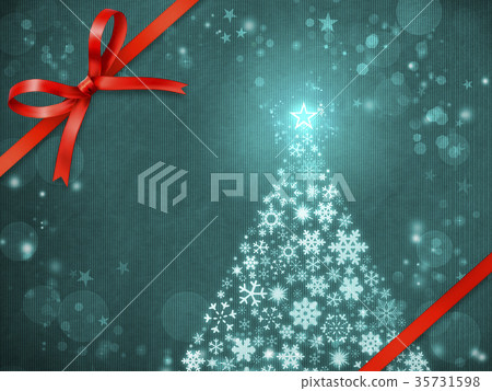 Background material (Ribbon, glitter, particles, Christmas tree) 35731598