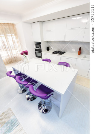white dining table in modern kitchen white dining table in modern kitchen 35733115
