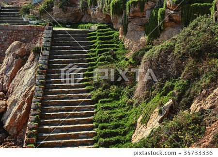 Rocky steps at the Cabo Roig. Costa Blanca. Spain 35733336