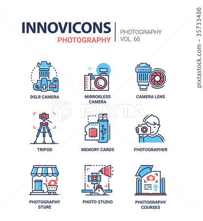Photography - line design icons set 35733486