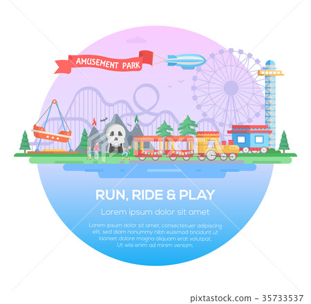 Run, ride and play - modern vector illustration 35733537