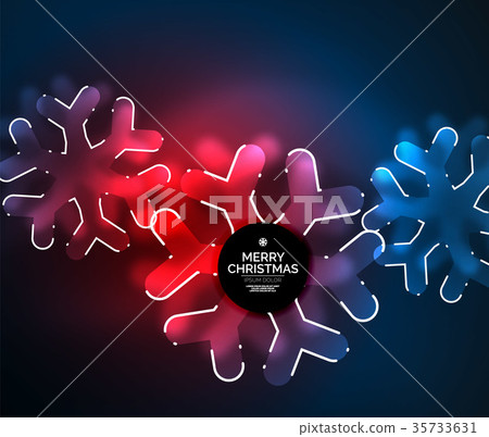 Glowing Winter Snowflakes on dark, Christmas and 35733631