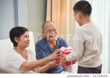 Asian Family with Birthday, Christmas and New year 35734029