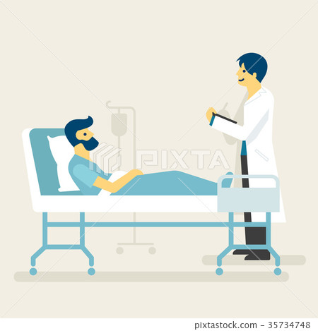 A doctor visit an inpatient in the hospital A doctor visit an inpatient in the hospital 35734748