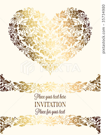 Intricate baroque luxury wedding invitation card 35734980