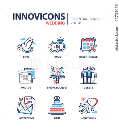 Wedding - modern vector line design icons set Wedding - modern vector line design icons set 35735056
