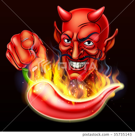 Flaming Hot Pepper and Pointing Devil 35735143