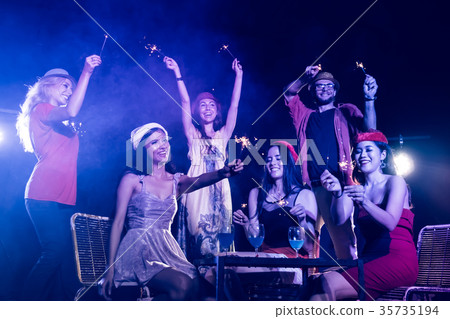 Young people having fun dancing at a party. Young people having fun dancing at a party. 35735194