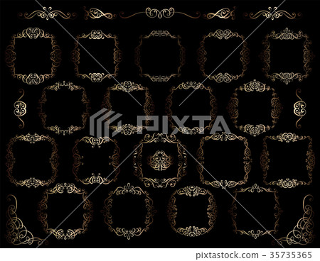 Big set of gold vintage styled calligraphic frames - Stock Illustration ...