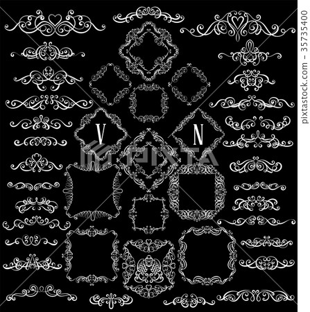 Big set of vintage styled calligraphic frames - Stock Illustration ...