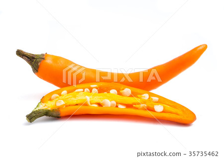 Fresh Yellow chili papper on white background. Fresh Yellow chili papper on white background. 35735462