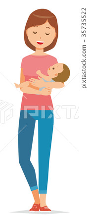 Illustration of mom dressed in short sleeved clothes 35735522