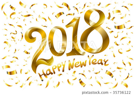 2018 Happy new year. Gold Numbers Design 35736122