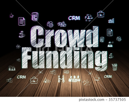 Finance concept: Crowd Funding in grunge dark room 35737505