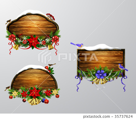 Vector wooden christmas board 35737624