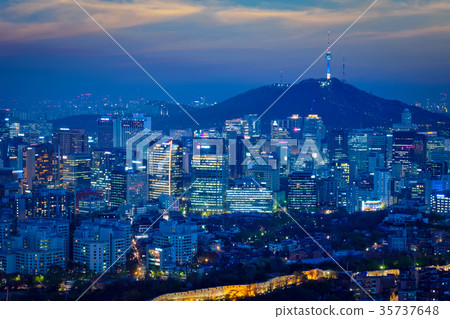 Seoul skyline in the night, South Korea. Seoul skyline in the night, South Korea. 35737648