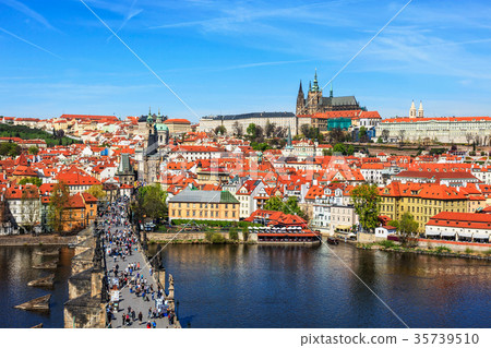 View Of Mala Strana Charles Bridge And Pragu Stock Photo