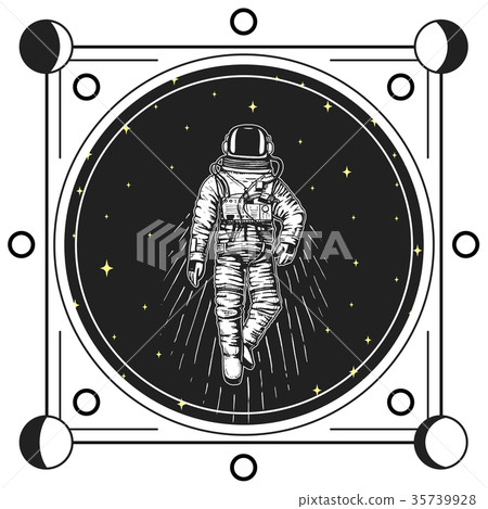 astronaut spaceman. Moon phases planets in solar 35739928