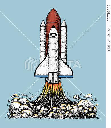 space shuttle takes off. astronomical astronaut 35739932
