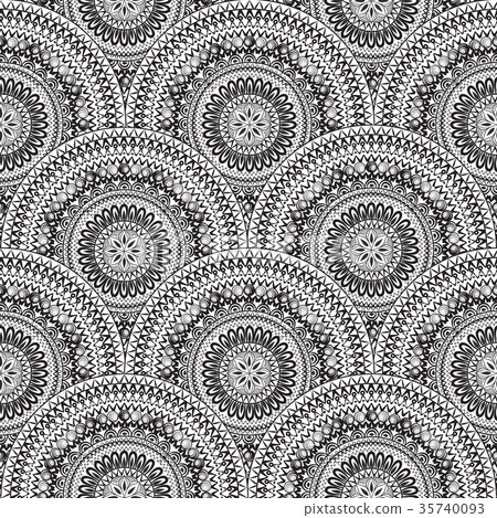 Floral seamless pattern Linear oriental ornament 35740093