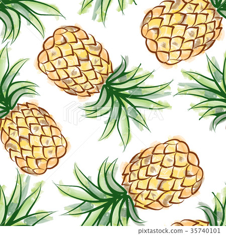 Pineapple seamless pattern. Juicy fruit background 35740101