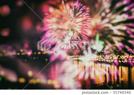 Colorful bright fireworks, salute of various 35740340