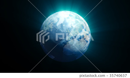 Planet earth with shine effect on black background 35740637