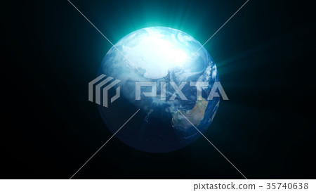 Planet earth with shine effect on black background 35740638