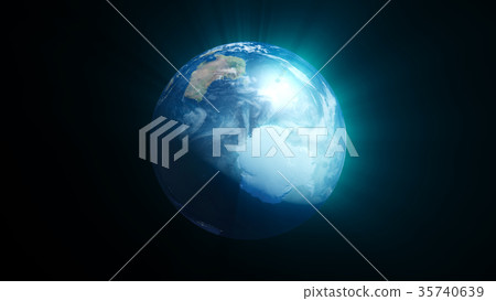 Planet earth with shine effect on black background 35740639