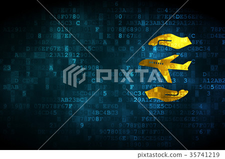 Insurance concept: Airplane And Palm on digital Insurance concept: Airplane And Palm on digital 35741219