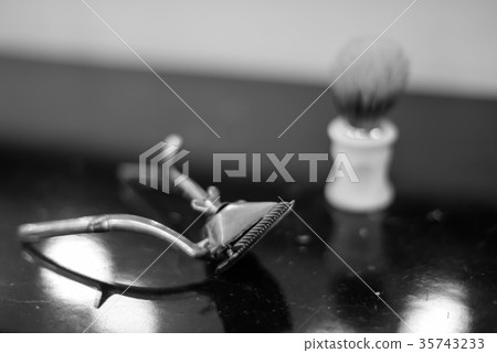 Tools for cutting beard barbershop top view 35743233