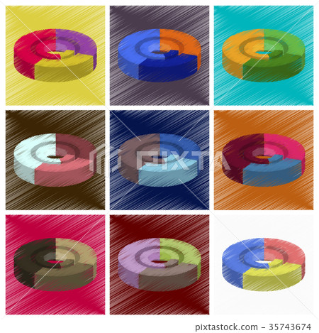 assembly flat shading style icons Economic graphs - Stock Illustration ...