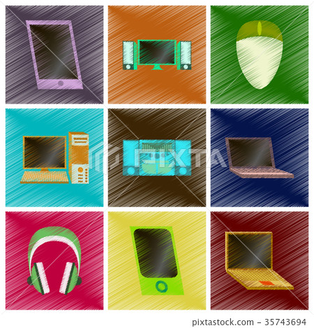 assembly flat shading style icons Gadgets - Stock Illustration ...