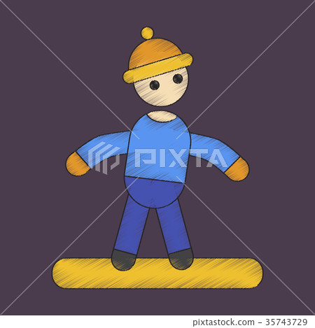 flat shading style icon snowboarder 35743729